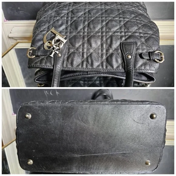 Authentic CHRISTIAN DIOR Cannage Panarea Tote Bag Black - Picture 9 of 13